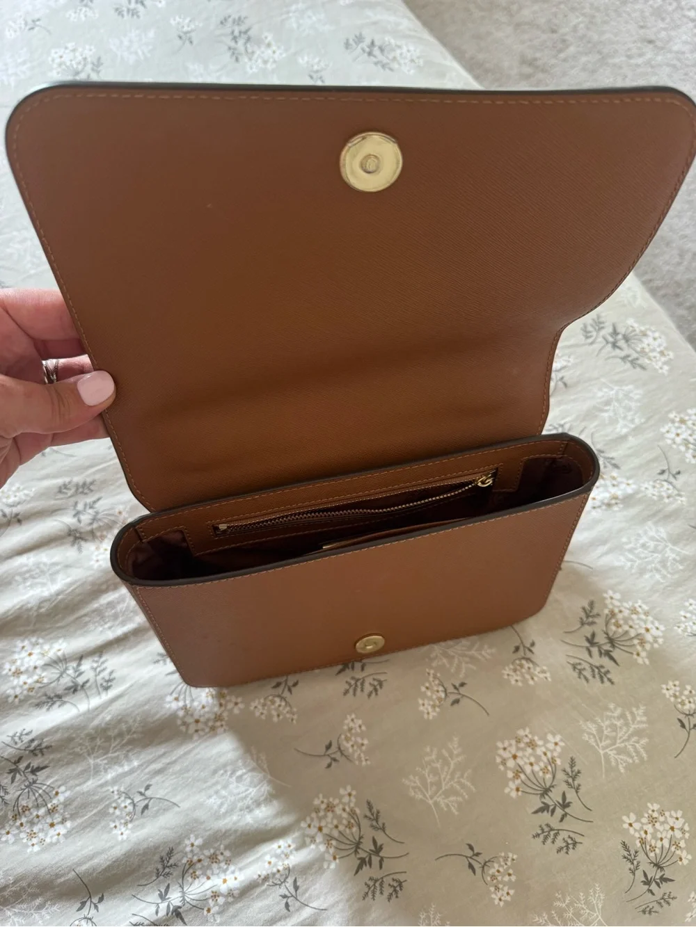 Tory Burch Brown Leather Crossbody with Gold Chain